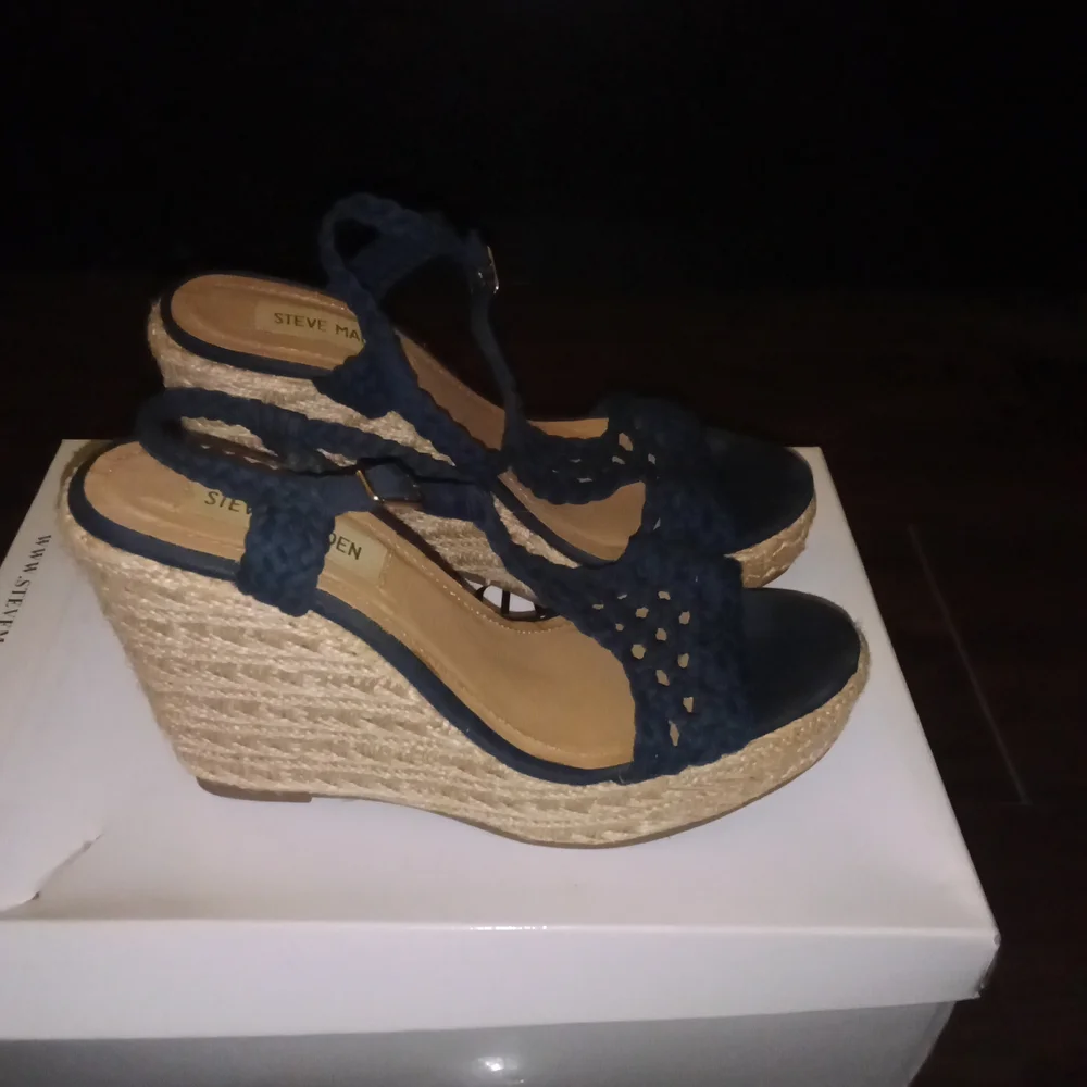 Steve Madden Dark Blue Espadrille Wedge Sandals - Picture 2 of 5